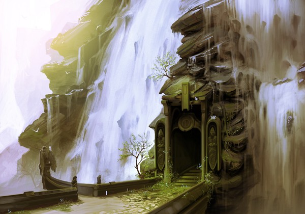 Waterfall_Doorway_by_arcipello CG Enviorment Waterfalls