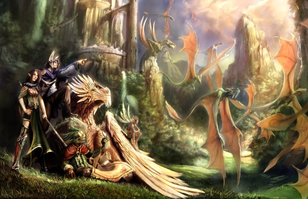 wanderers_of_Ravine_by_nebezial dragons digital paintings