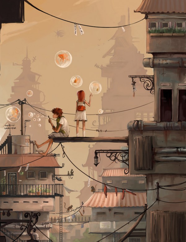 City_Escape_by_Rozefire Digital Painting City