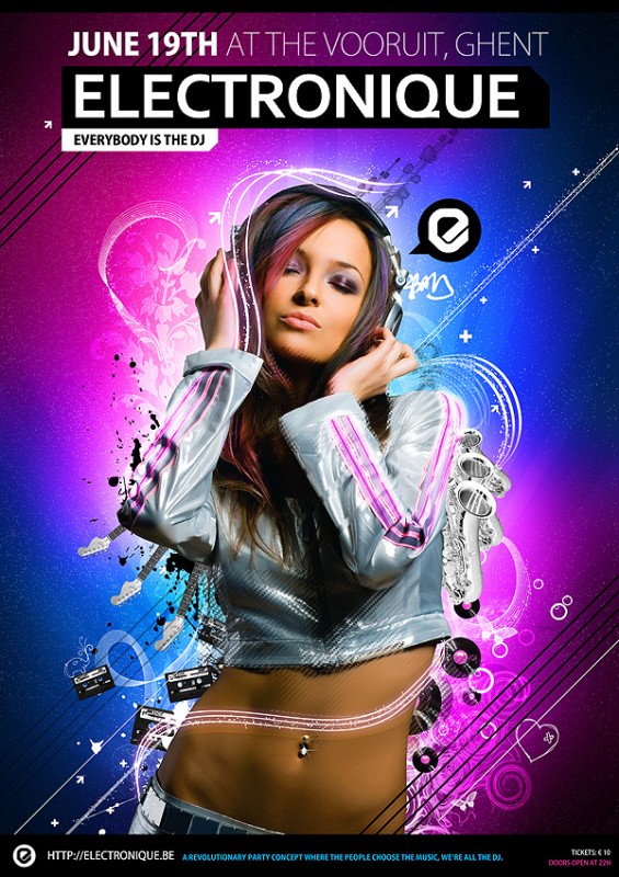 Electronique_Poster_by_mindfuckx Poster Design Flyer