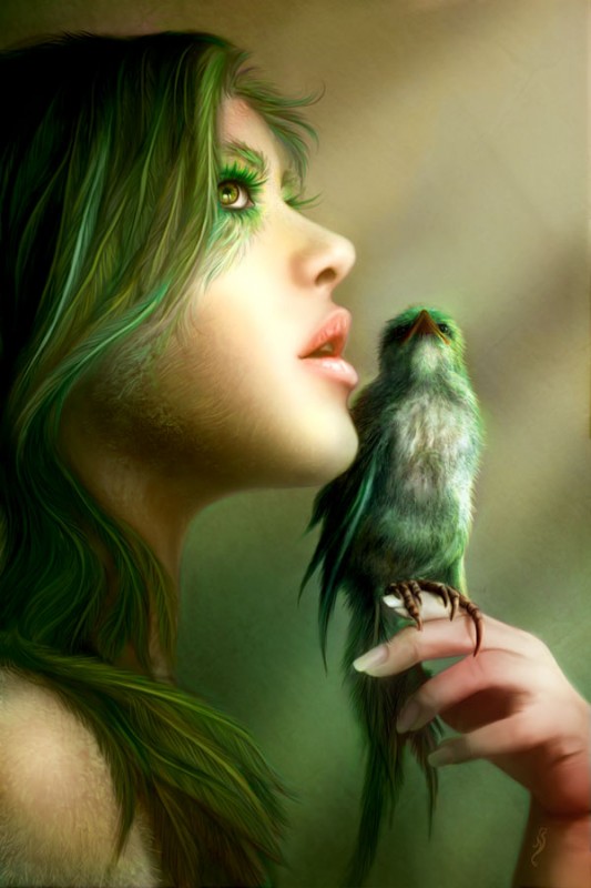 Green_Wisper_by_nell_fallcard Character Illustration Green Girl