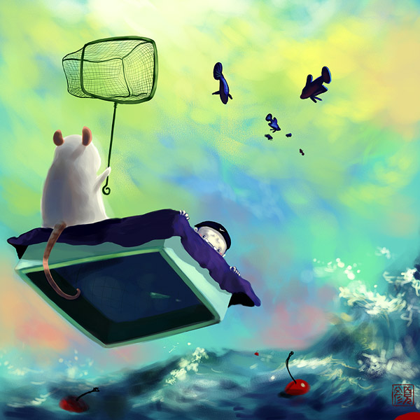 Of_Cherries_and_Skyfish__by_wredwrat Character Illustration Skyfish