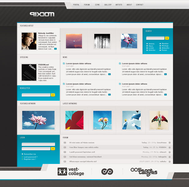 art community web design interface