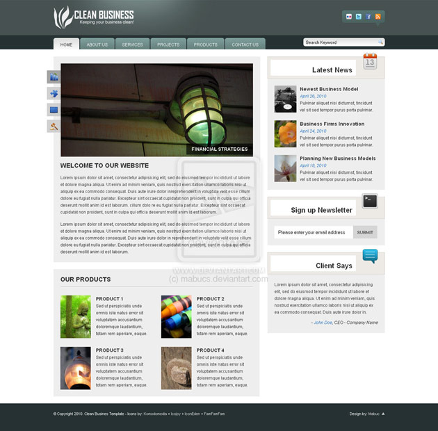 business web design interface