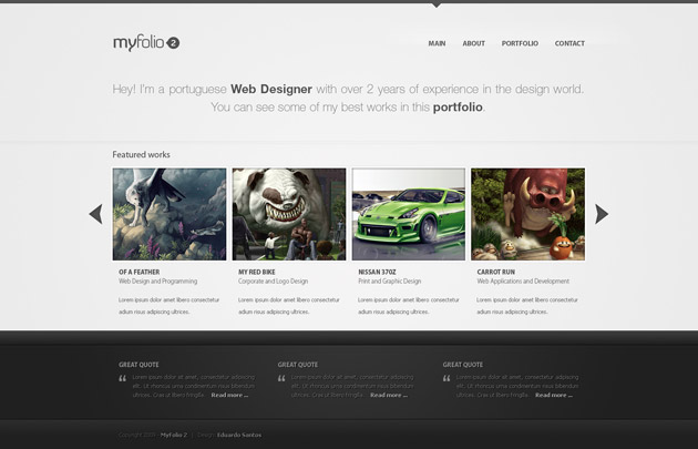 myfolio web design interface