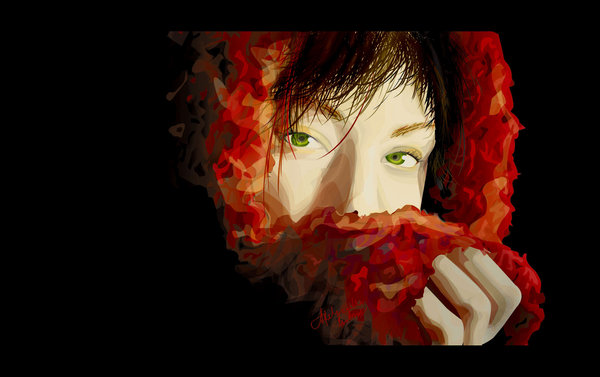 Seeing_red_by_Adelaida vexel illustration red girl