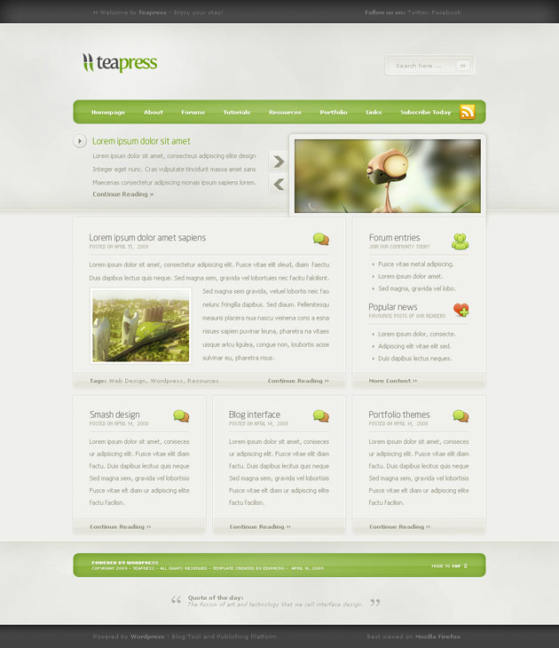 teapress web design interfaces
