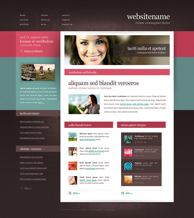 template web design interface