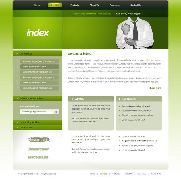 index web design interface
