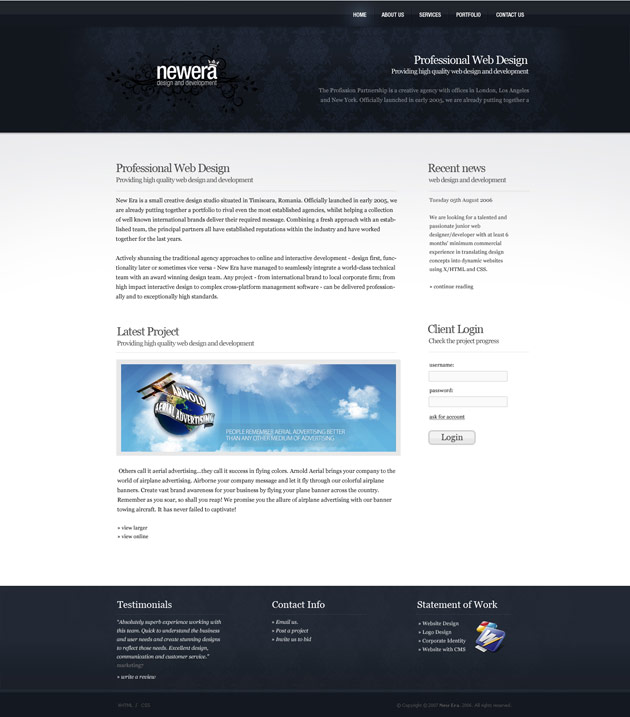 newera web design interface