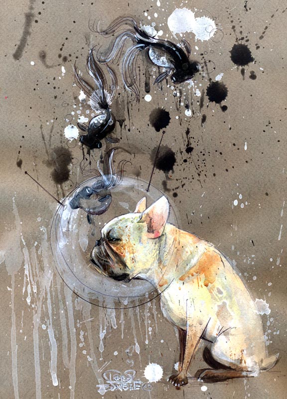 Black_GoldFish_by_Lora8 black goldfish traditional painting