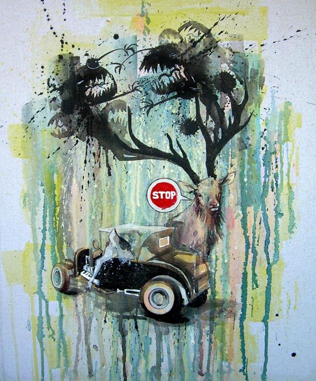 STOP_by_Lora8 stop deer traditional painting