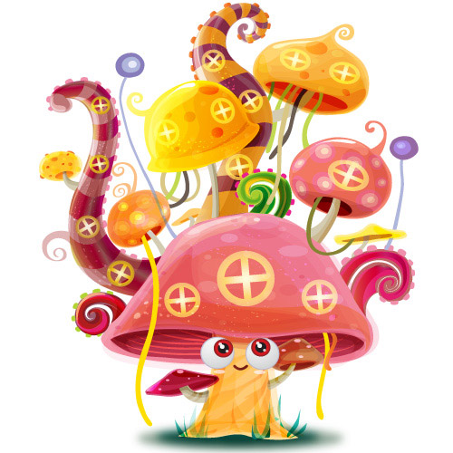 mushroom vector character illustration
