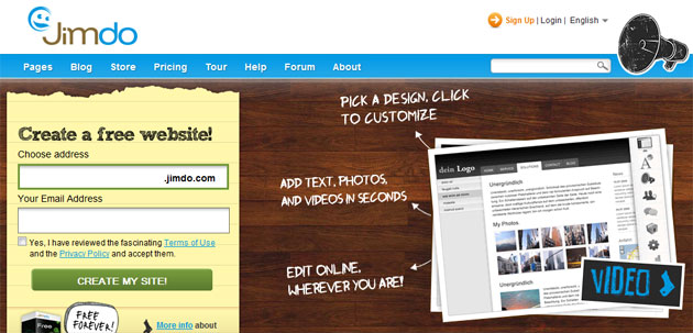 Jimdo website builder