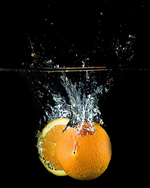 water orange high speed photography