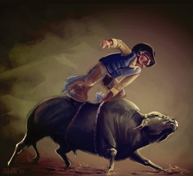 98c4022917e92bbed776d50f8bad07e8 bull rider digital painting