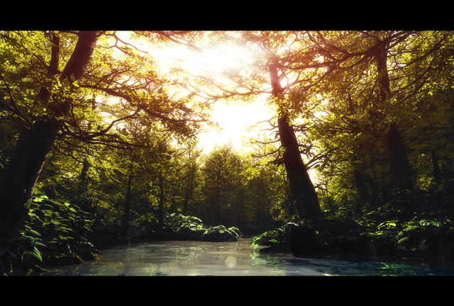 forest stream 3d realistic