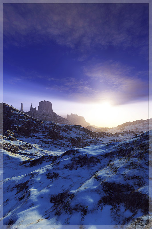 Snow mountain 3d realistic landscape
