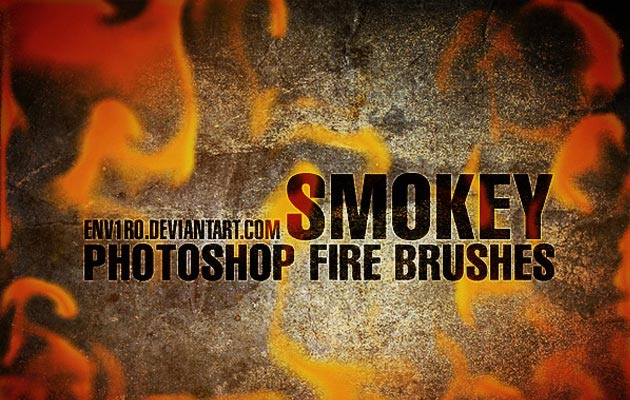 23-smokey-fire-brushes smoke fire photoshop brushes