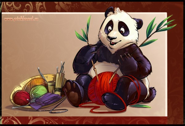 panda knitting bamboo details vector design artwork