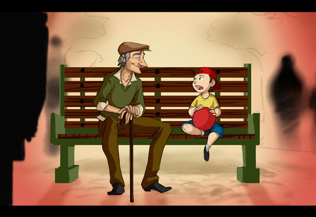 The_Little_Boy_and_the_Old_Man_by_Crispy_Gypsy little boy old man character illustration