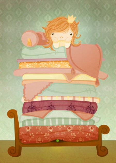 the princess and the pea story bed mat details vector design artwork