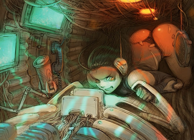 cockpit_by_tahra cockpit girl character illustration