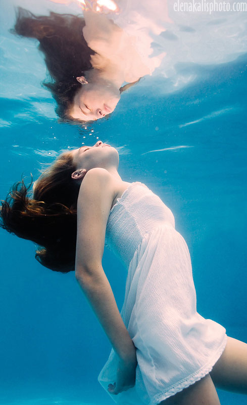 girl reflection underwater photography