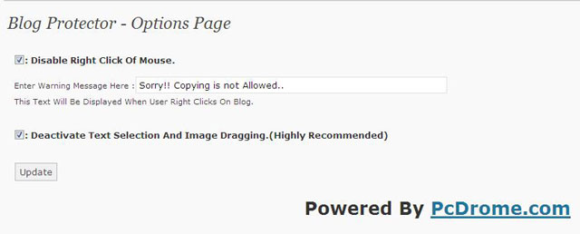 content protection wordpress widget