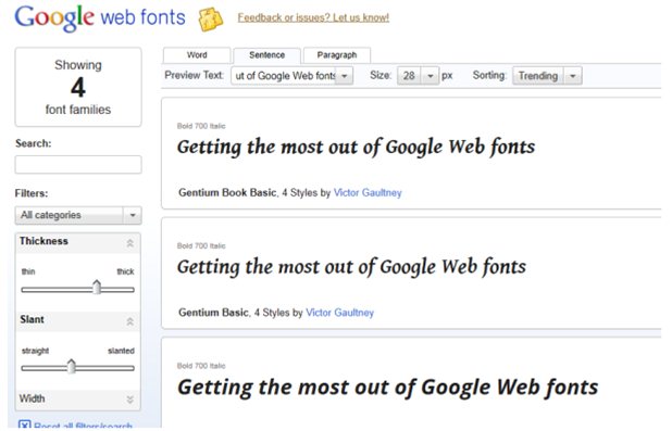 Google Fonts Free tool for web developers