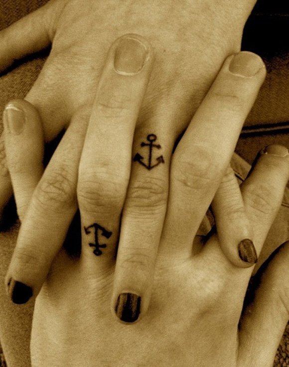 Cool anchor tattoos on fingers