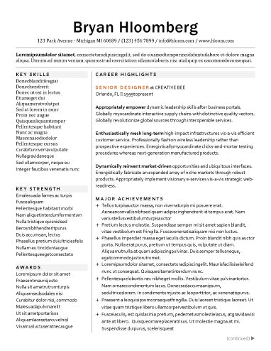 Template for a resume free