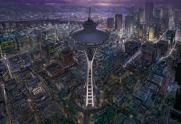 space_needle_by_jOuey_ Digital painting Tower