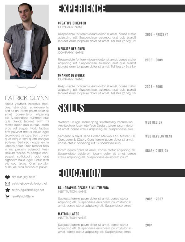free resume templates for creative minds