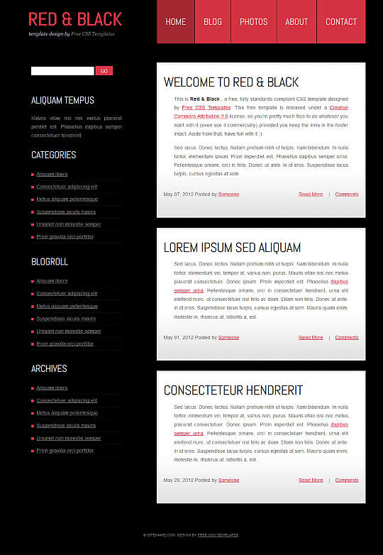 free red and black business templates 
