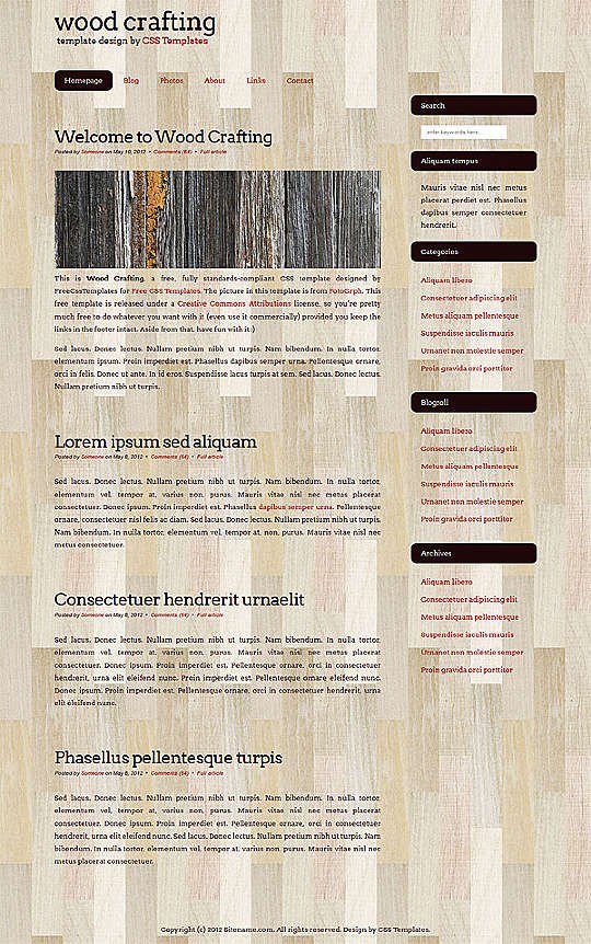 wood business website templates