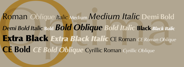 Optima: Modern and sleek font loved by designers. 