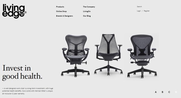 chairs store website design